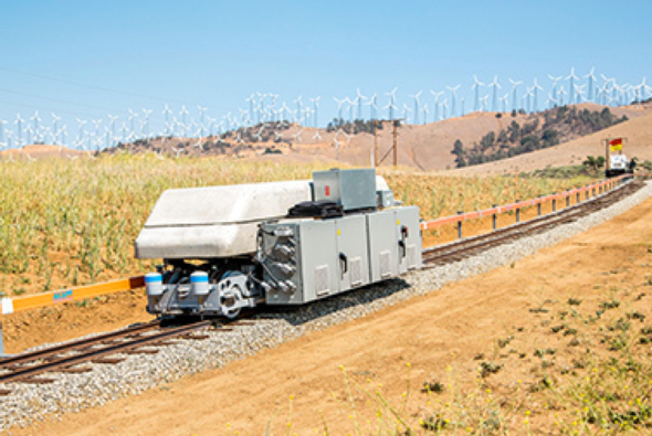 A pilot project in California demonstrates gravity storing excess electricity. Credit: ARES